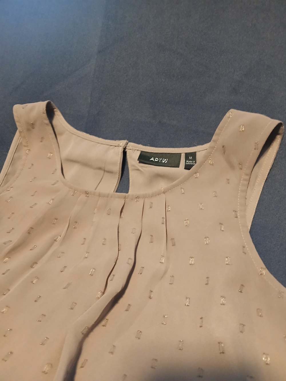Apt. 9 Taupe Sleeveless Pleated Camisole with Metallic Dot Detail